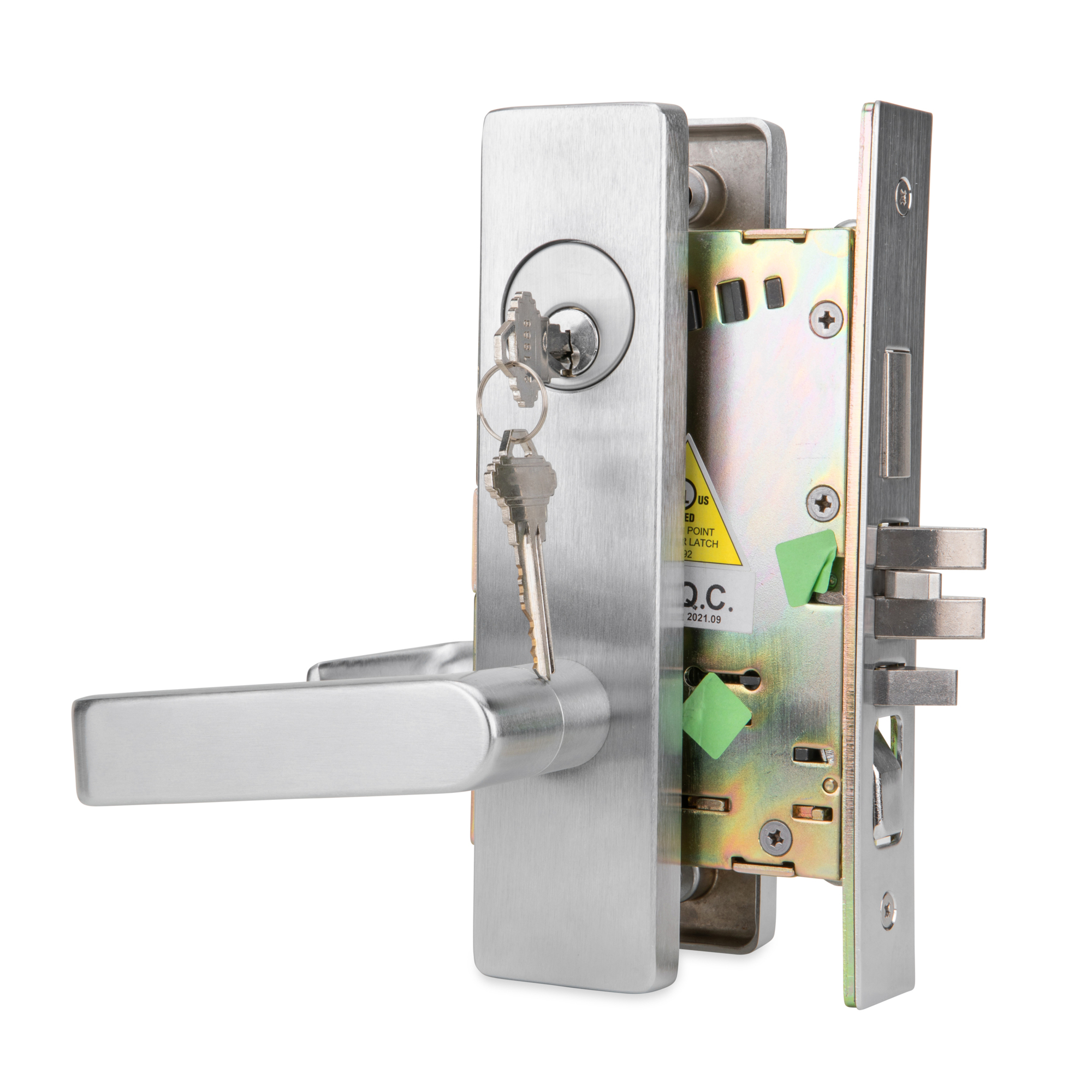 Trans Atlantic DXML Series Grade 1 Storeroom Mortise Lock Door Handle — Brushed Chrome, Right-Handed Lever, Model# DL-DXML80SERH-US26D